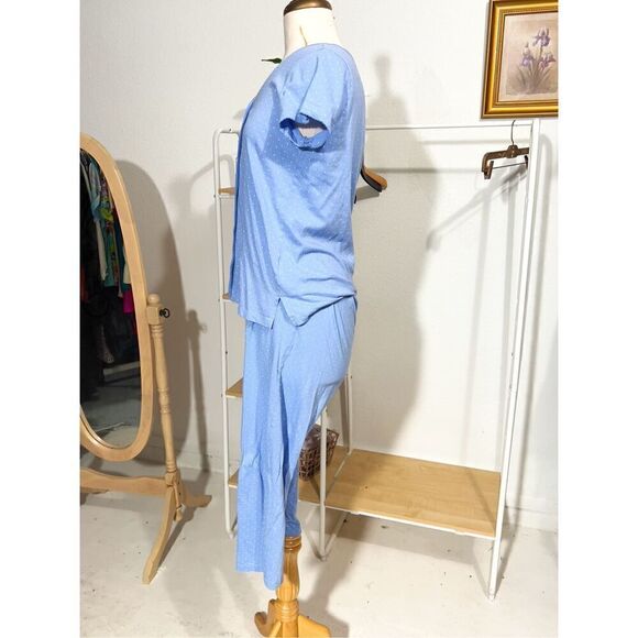 Y2k 2 Piece Charter Club Light Blue Polka Dot Pajama Set - Picture 3 of 5